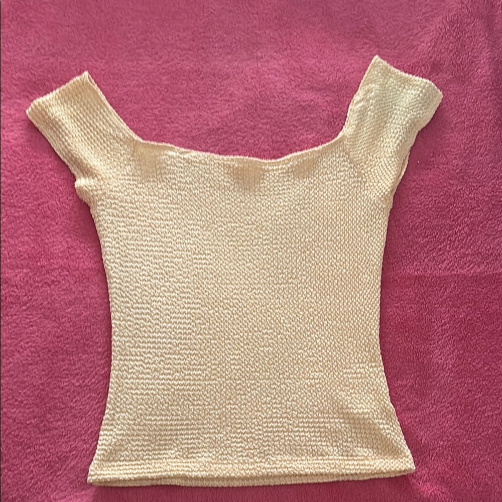Others Follow Cream Textured Off-Shoulder Blouse